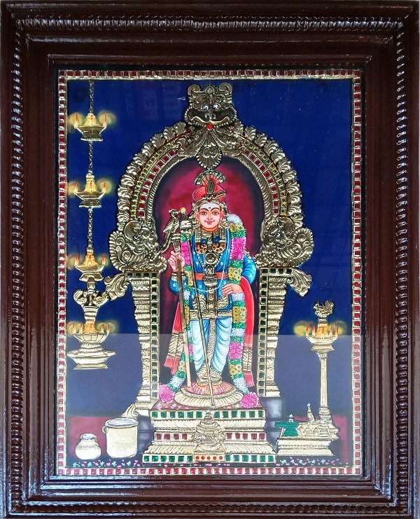 Lord Murugan Palani Raja Alangaram tanjore painting