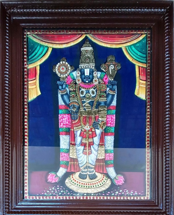 lord Balaji With A_D Stones tanjore painting