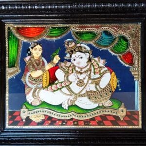 lord Balakrishna With Yasotha tanjore painting