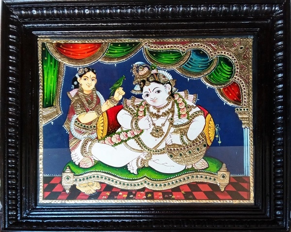 lord Balakrishna With Yasotha tanjore painting