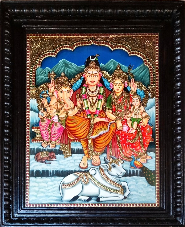 Lord Shiva Family tanjore painting