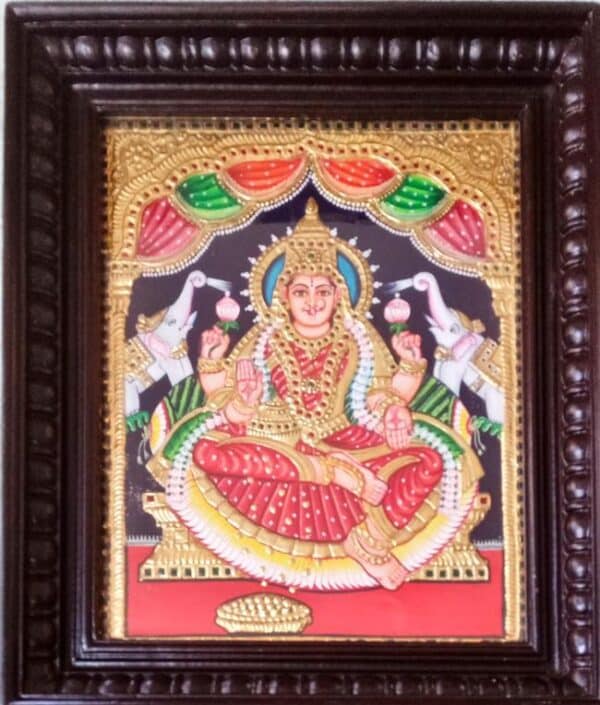 Goddess Gaja Lakshmi Tanjore Painting