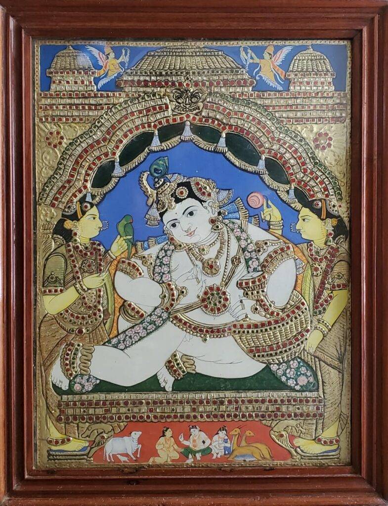 Senthil Vel Tanjore Painting Butter Krishna 2021